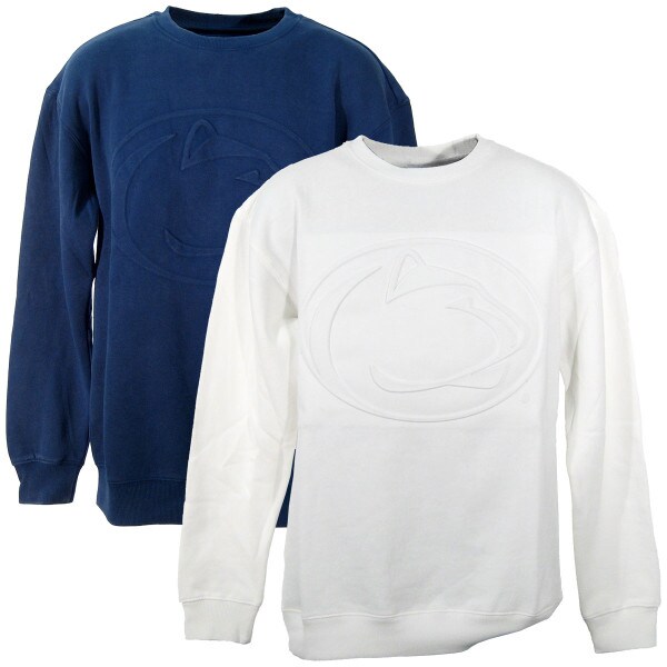 navy and white crew neck sweatshirts with embossed Penn State Athletic Logos